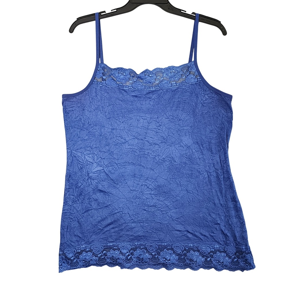 Maurices Camisole Tank Top Women 2 Blue Lace Trim Crinkle Romantic Layering Cami